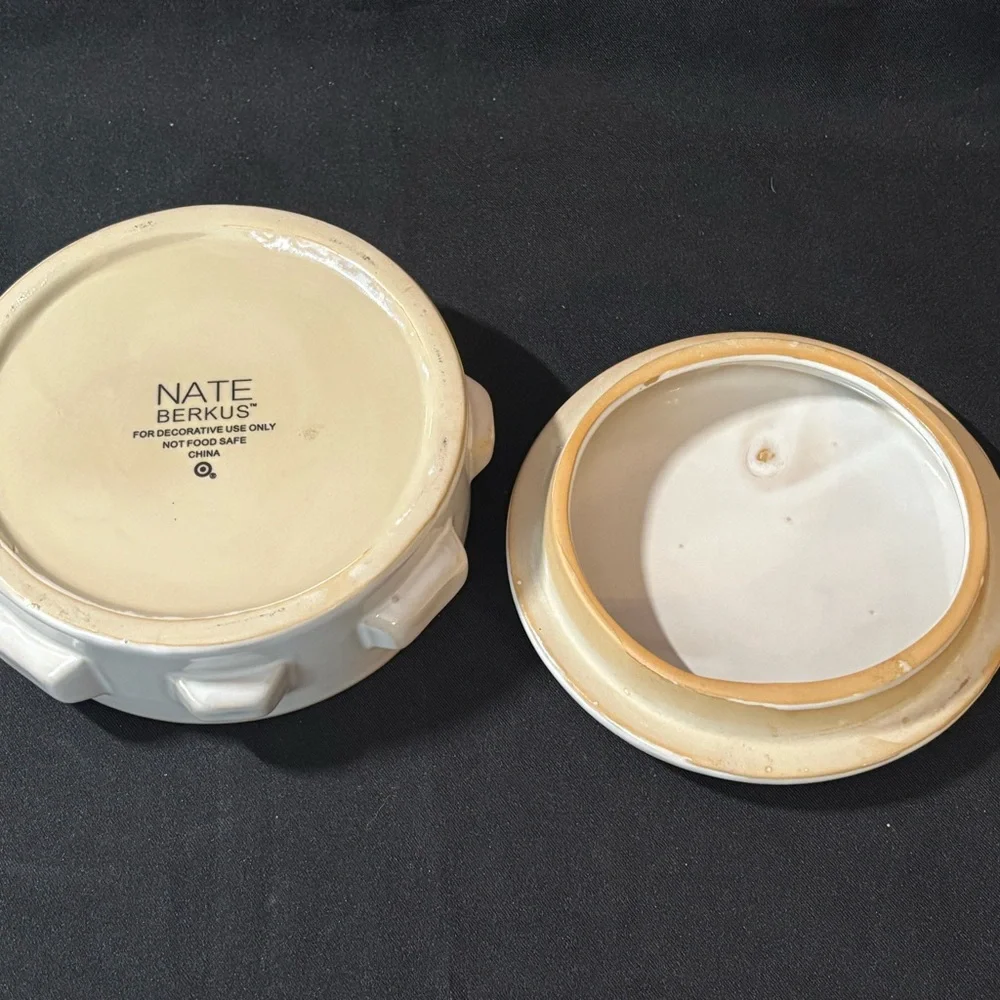 Nate Berkus Ceramic Lidded Container Brutalist Style Box Modern Storage Decor 6